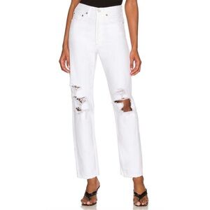 Agolde Free People Mid-Rise 90’s Loose White Button-Fly Jeans
